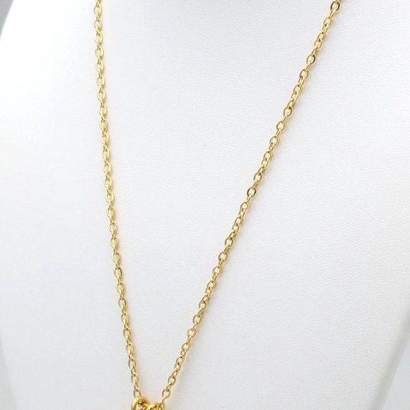 Womens Gold Tone Chain Fashion Necklace Crystal Heart Shaped Pendant 18 in - Picture 4 of 9